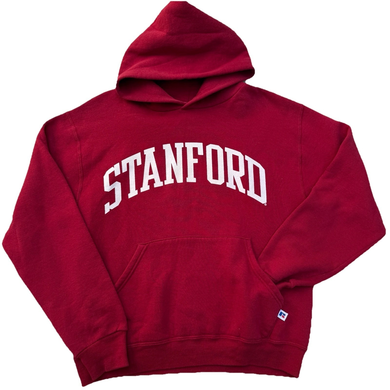 Vintage 90s Russell Athletic Stanford Hoodie Mens Small Red Sweatshirt Eagle R
